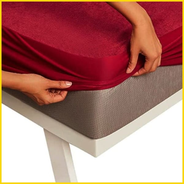 Terry Cotton Waterproof Mattress Protector (Maroon) Mattress Protectors 5store.pk