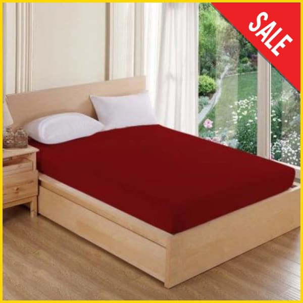Terry Cotton Waterproof Mattress Protector Mattress Protectors 5store.pk Single 42x78 Inches Maroon