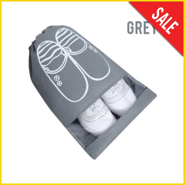 Travel Shoe Bags, Large Shoes Pouch Packing Organizers with Rope for Men and Women - (Grey Color) Household Storage Bags 5store.pk Pack of 5