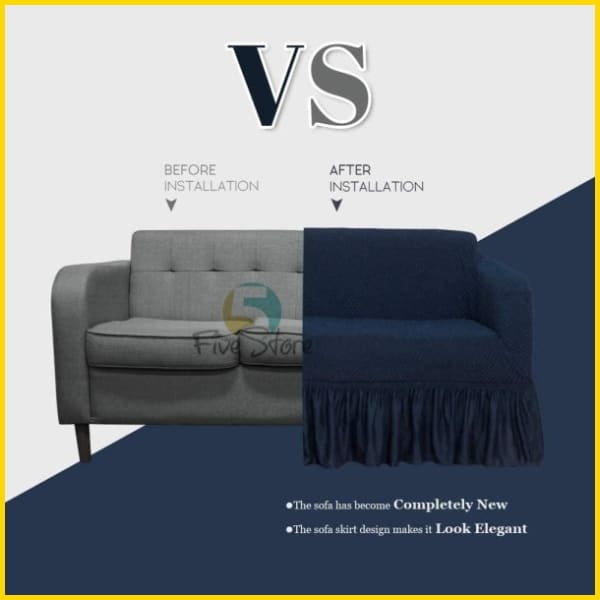 Turkish Stretchable Sofa Cover / Sofa Protector - Navy 5store.pk