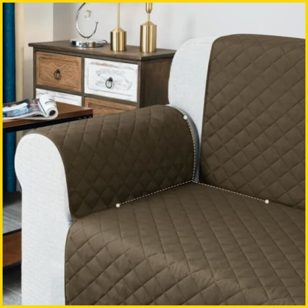 Waterproof Cotton Quilted Sofa Couch Cover - Sofa Slipcovers (Chocolate Brown) 5storepk