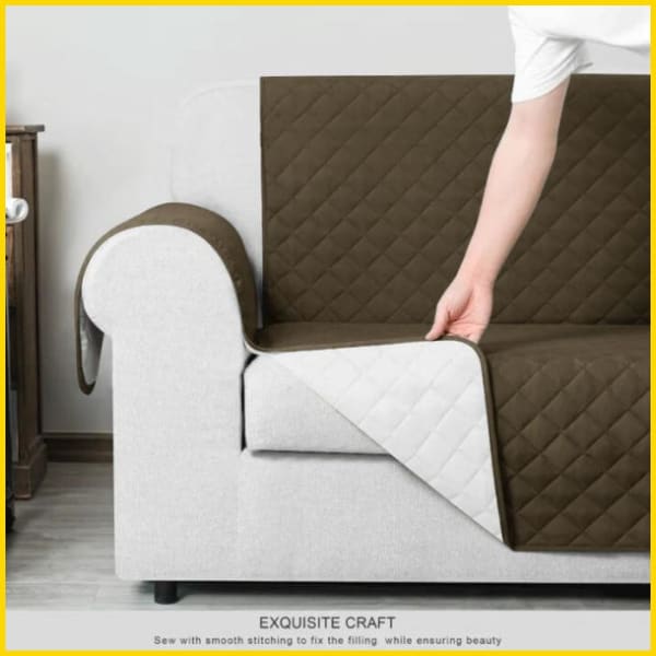 Waterproof Cotton Quilted Sofa Couch Cover - Sofa Slipcovers (Chocolate Brown) 5storepk