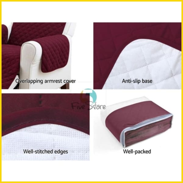 Waterproof Cotton Quilted Sofa Couch Cover - Sofa Slipcovers (Maroon) 5storepk