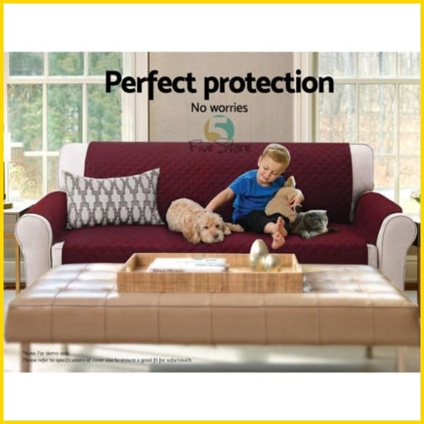 Waterproof Cotton Quilted Sofa Couch Cover - Sofa Slipcovers (Maroon) 5storepk