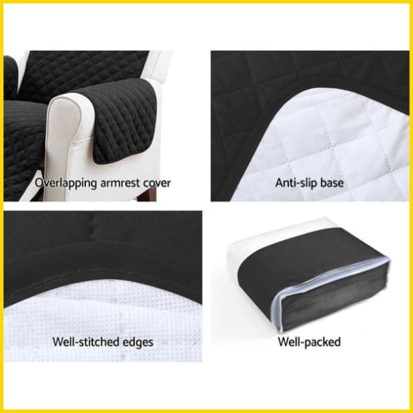 Waterproof Quilted Sofa Couch Cover - Sofa Slipcovers (Black) 5storepk