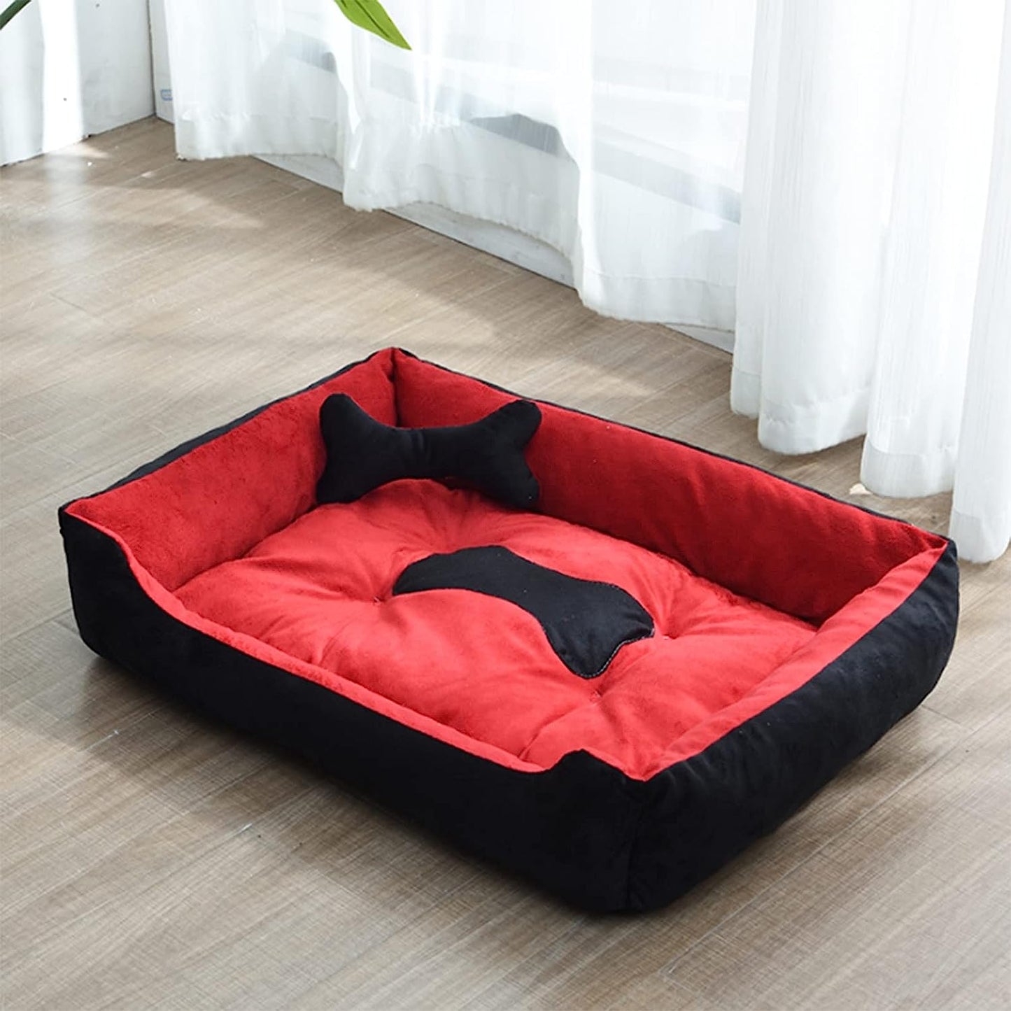 Super Soft Dog Beds Waterproof Bottom - Warm Bed For Dog & Cat - Red and Black