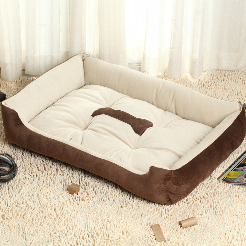 Super Soft Dog Beds Waterproof Bottom - Warm Bed For Dog & Cat - Cream and Brown