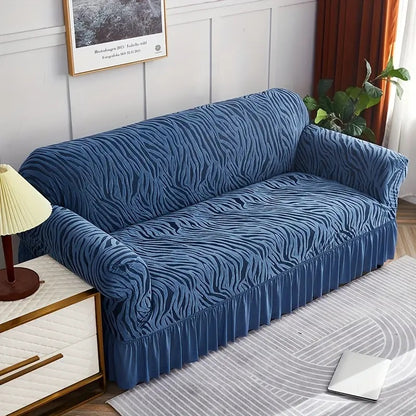Zebra Velvet Sofa Covers With Frill & Without Frill - All Colors