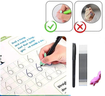 KIDS MAGIC PRACTICE BOOK FOR LEARNING & GROWTH (4 BOOKS + 1 PEN + 1 GRIP + 10 REFILL)
