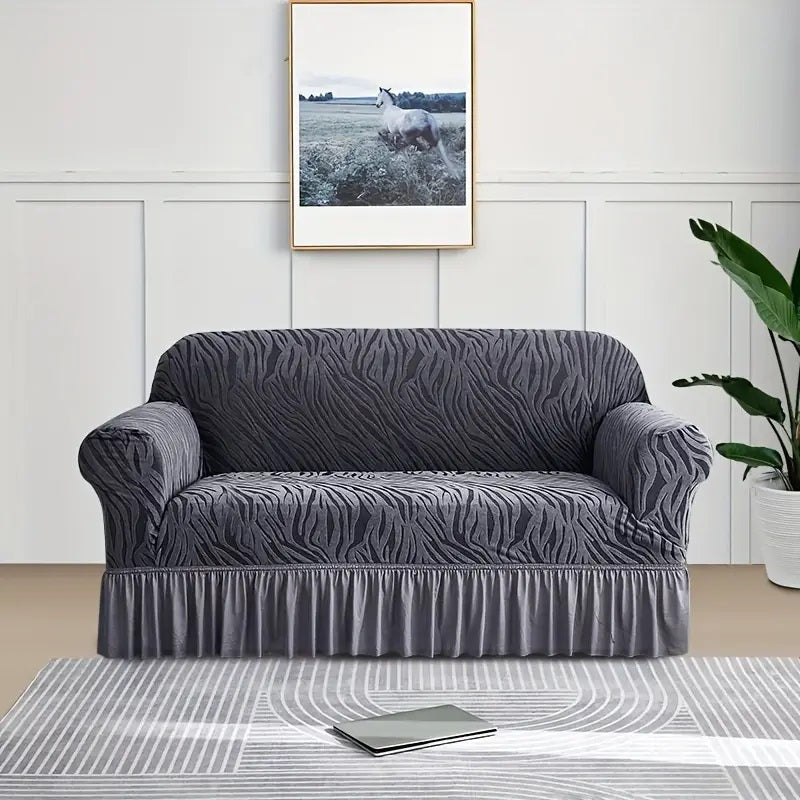 Zebra Velvet Sofa Covers (Grey)