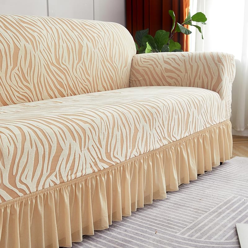Zebra Velvet Sofa Covers (Golden)