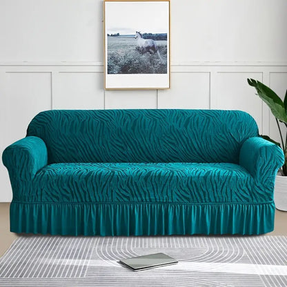 Zebra Velvet Sofa Covers With Frill & Without Frill - All Colors