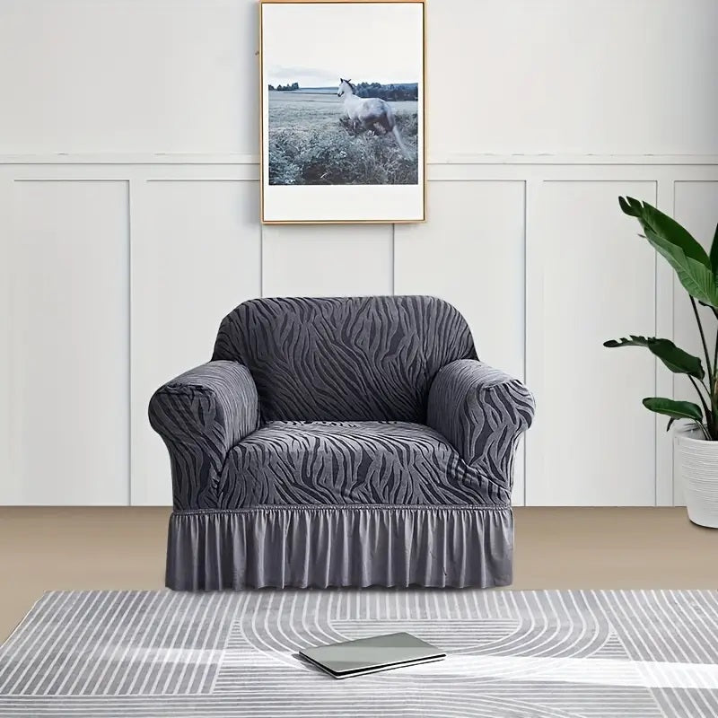 Zebra Velvet Sofa Covers (Grey)