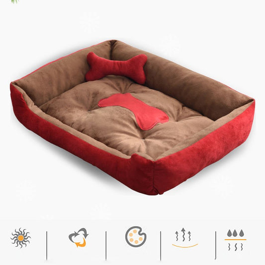 Super Soft Dog Beds Waterproof Bottom - Warm Bed For Dog & Cat - Brown and Red