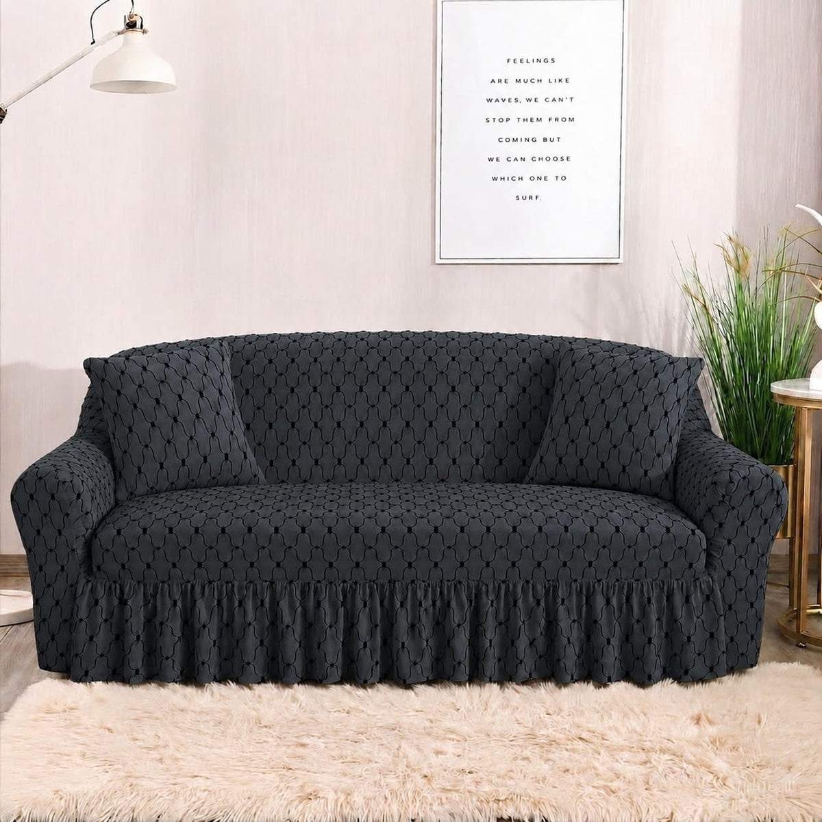 Butterfly Stretchable Sofa Covers - Gray