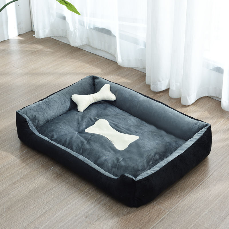 Super Soft Dog Beds Waterproof Bottom - Warm Bed For Dog & Cat - Grey and Black