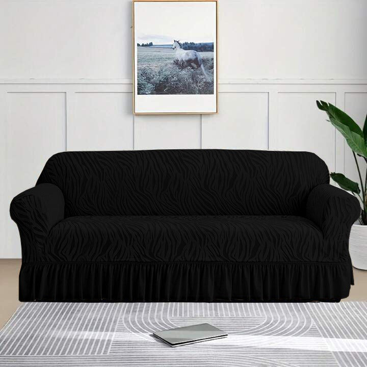 Zebra Velvet Sofa Covers (Black)