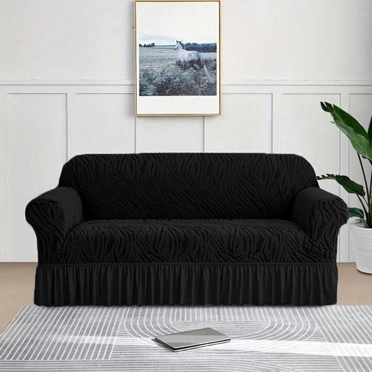 Zebra Velvet Sofa Covers (Black)