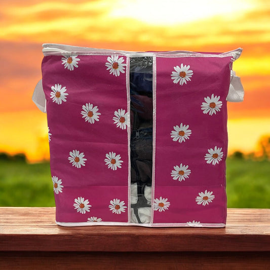 Printed Multipurpose Storage Bag - Daisy Flower Pink