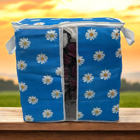 Printed Multipurpose Storage Bag - Daisy Flower Blue