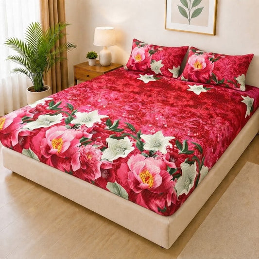 Printed 3 Piece's Quilted Bedsheets Set (100% Waterproof) New Arrivals! Luxury Bedsheet St-02