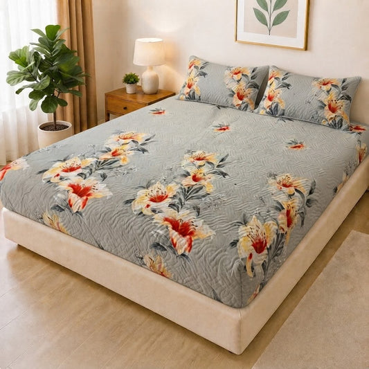 Printed 3 Piece's Quilted Bedsheets Set (100% Waterproof) New Arrivals! Luxury Bedsheet St-03