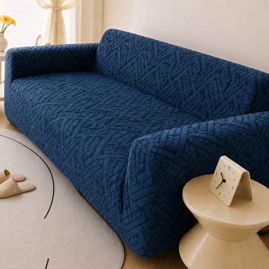 Royal Bloom Style Sofa Cover Navy Blue