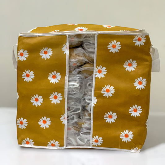 Printed Multipurpose Storage Bag - Daisy Flower Yellow