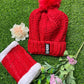 Women's 2 Pcs Crochet Knitted Beanie Cap With Neck Warmer - Red