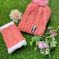 Women's 2 Pcs Crochet Knitted Beanie Cap With Neck Warmer - Pink