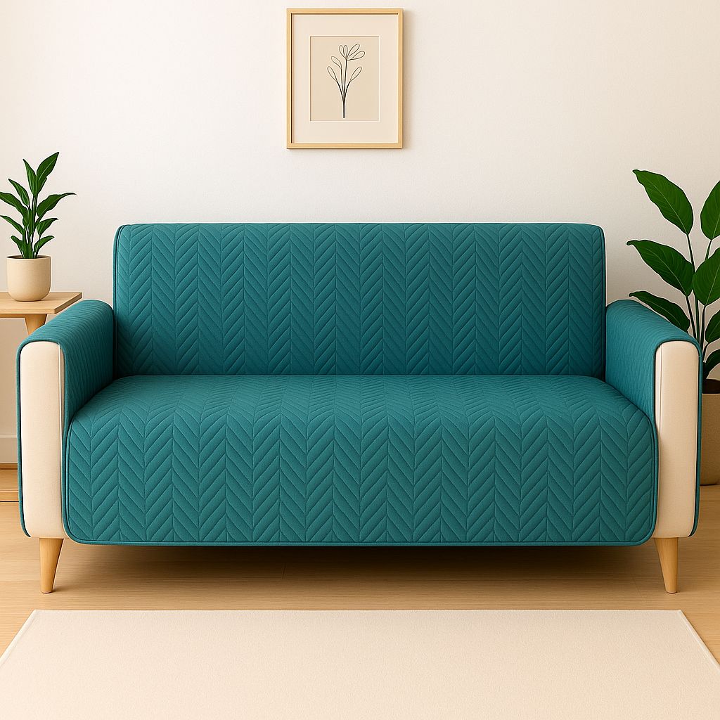Zigzag Ultrasonic Quilted Sofa Cover Zink