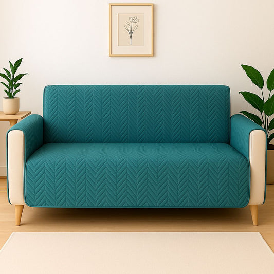 Zigzag Ultrasonic Quilted Sofa Cover Zink
