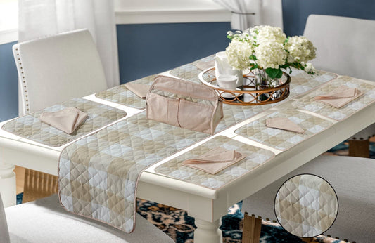 14 Pieces Quilted Table Runner Set - Flavia Brown