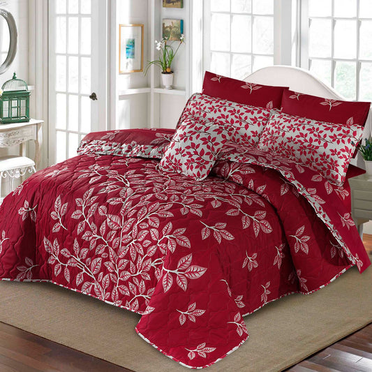 7 Pcs Comforter Set - Red Bloom