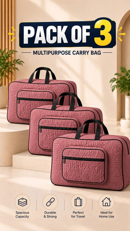 Signature Carry Ease Quilted Bag - Storage & Travelling Bag [Dark Pink]