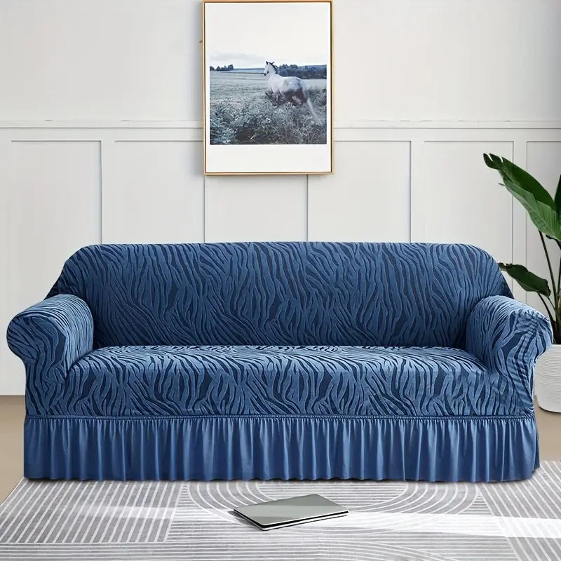 Zebra Velvet Sofa Covers With Frill & Without Frill - All Colors