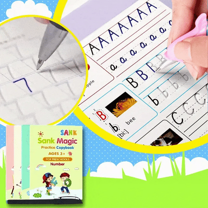KIDS MAGIC PRACTICE BOOK FOR LEARNING & GROWTH (4 BOOKS + 1 PEN + 1 GRIP + 10 REFILL)