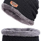 Beanie Wool Cap With Neck Warmer - Black