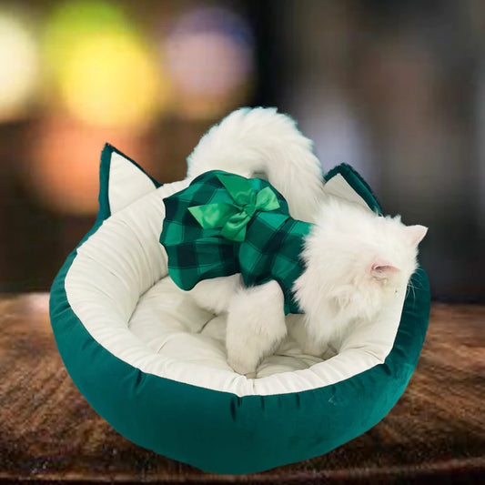 Cat Ear Pet Bed with Tail - Green