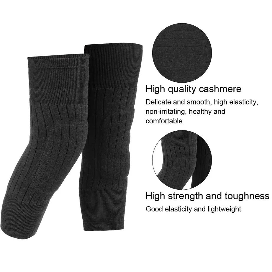 Knee Warmer - Woolen Blend Thermal Leg Warmers - Unisex Elastic Knee Pads For Men & Women