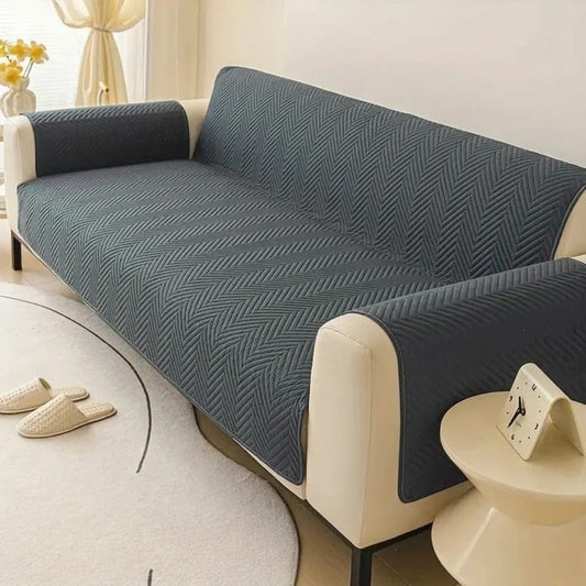 Zigzag Ultrasonic Quilted Sofa Cover Grey