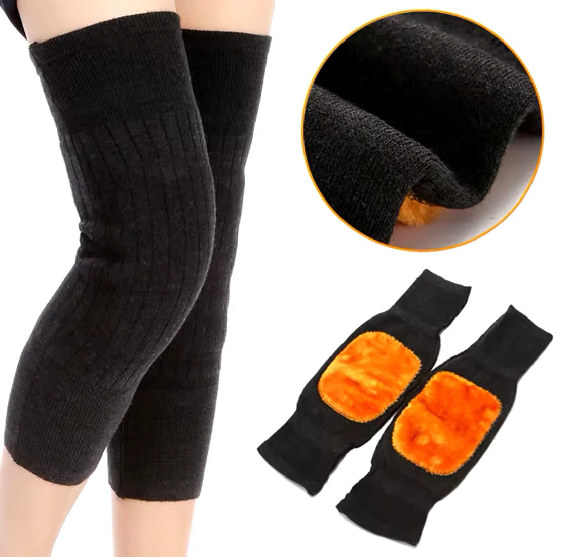 Knee Warmer - Woolen Blend Thermal Leg Warmers - Unisex Elastic Knee Pads For Men & Women