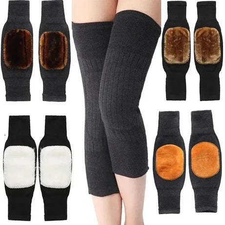 Knee Warmer - Woolen Blend Thermal Leg Warmers - Unisex Elastic Knee Pads For Men & Women