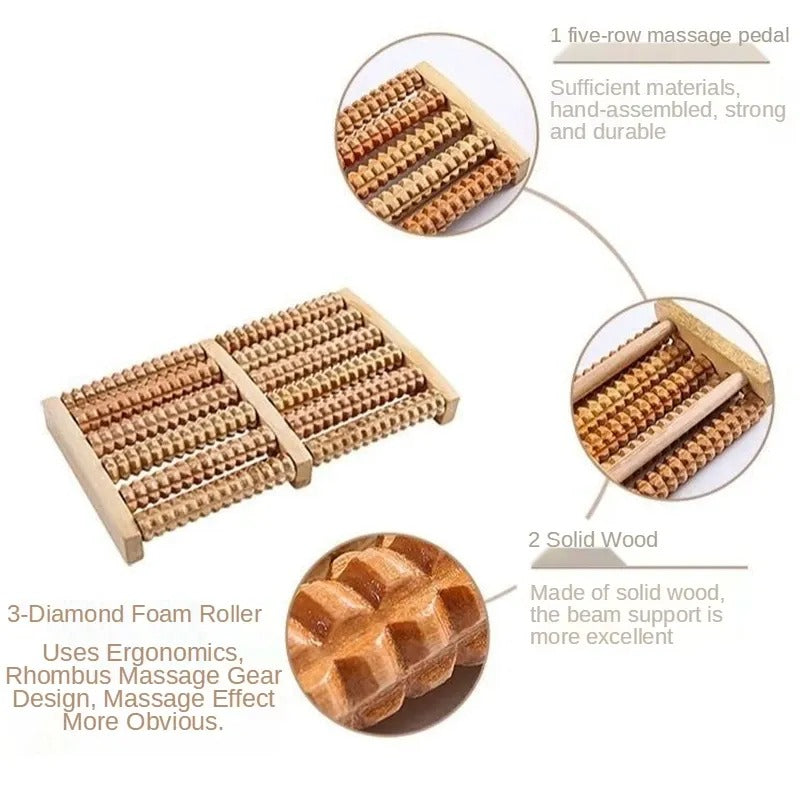 Wooden Roller Foot Massager (Pain & Stress Relief)
