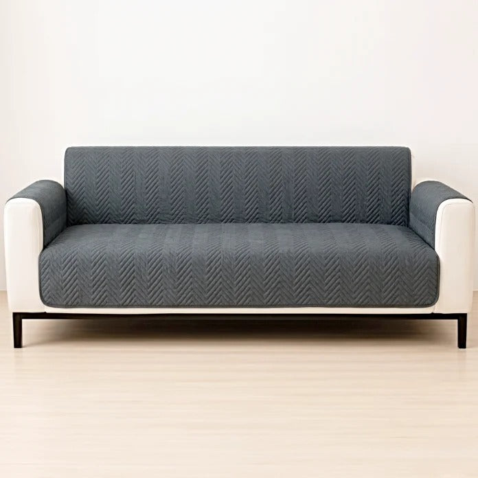 Zigzag Ultrasonic Quilted Sofa Cover Grey