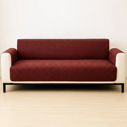 Zigzag Ultrasonic Quilted Sofa Cover Maroon