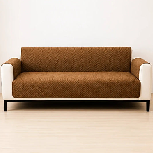 Zigzag Ultrasonic Quilted Sofa Cover Coffee