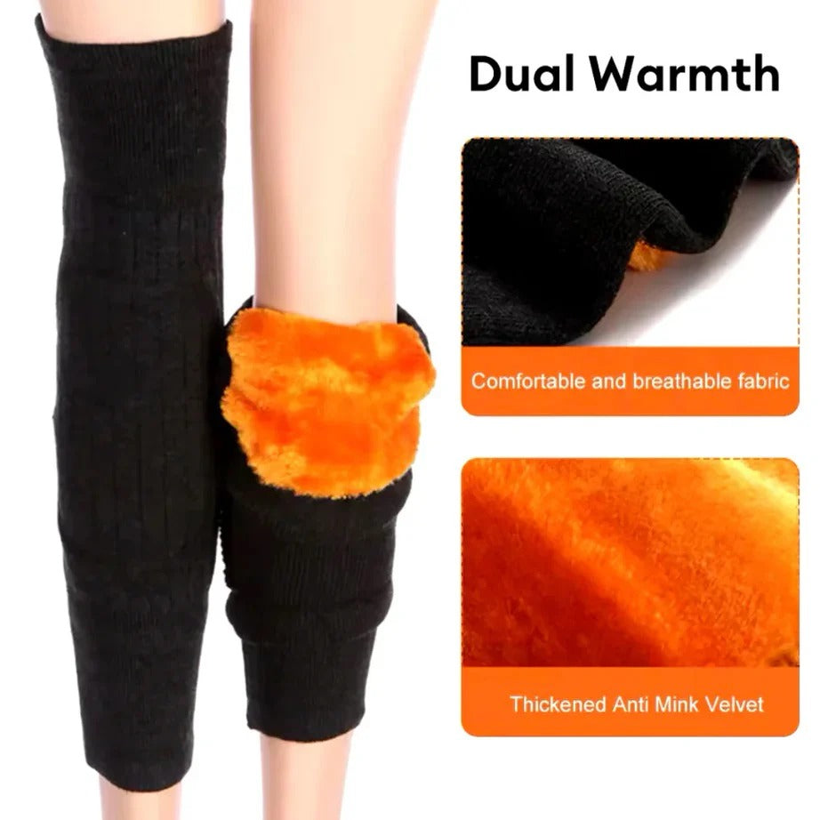 Knee Warmer - Woolen Blend Thermal Leg Warmers - Unisex Elastic Knee Pads For Men & Women