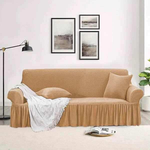 Turkish Stretchable Sofa Cover / Sofa Protector - Golden