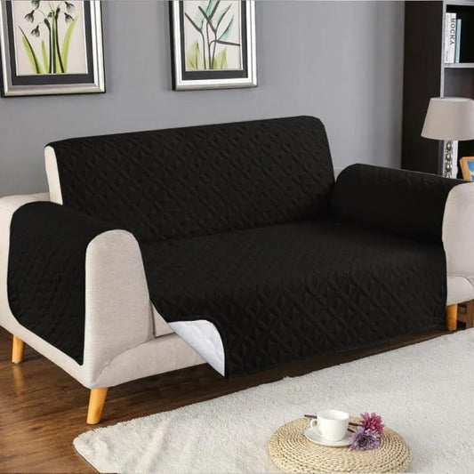 Ultrasonic Microfiber Sofa Cover Black
